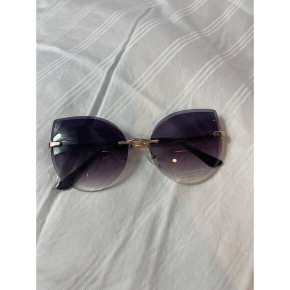 Catch Me Tonight Cat‎ Eye Frame Rimless Sunglasses Black - Picture 4 of 6